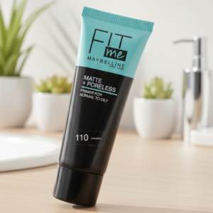 Maybelline Fit Me Matte + Poreless Liquid Foundation – Shade 110 Porcelain | Lightweight, Oil-Control, Pore-Refining, No