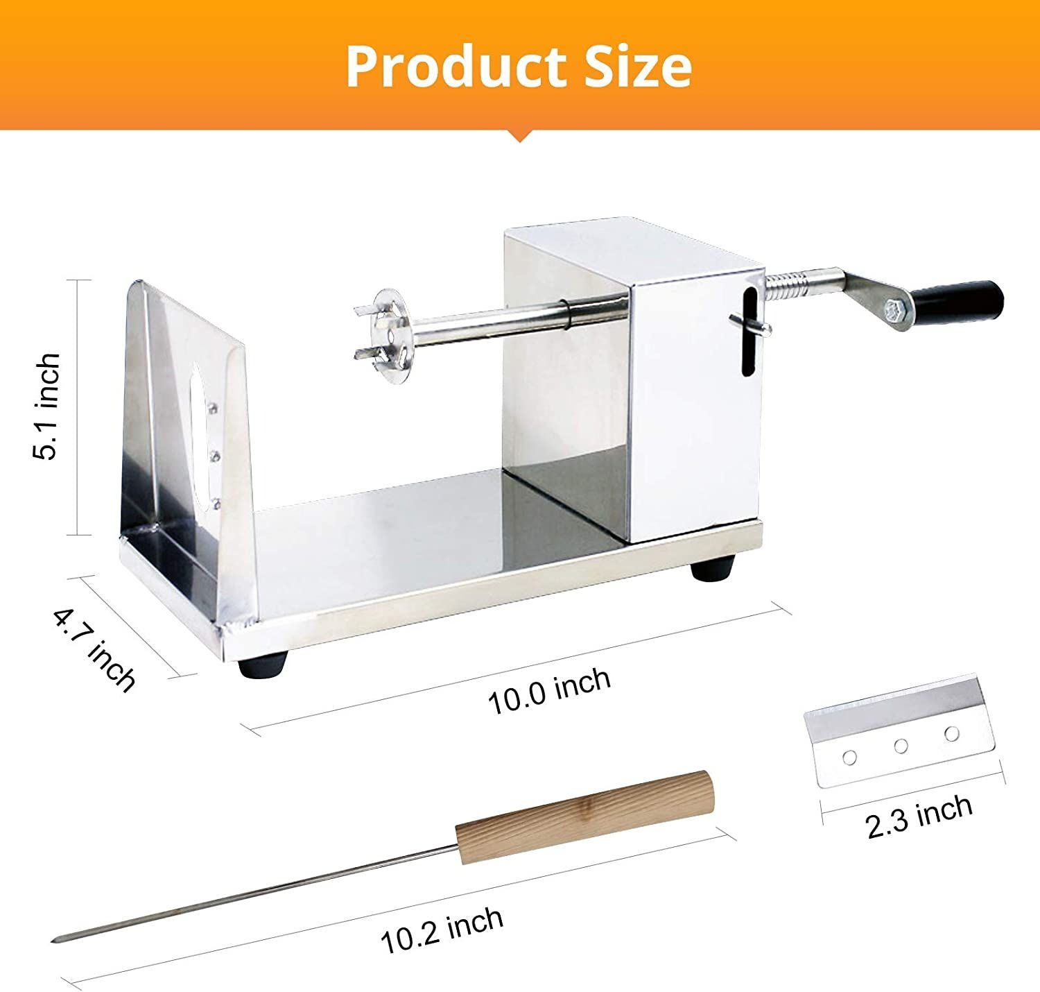 dcc976e66481d74f79d5505545486e64 Professional Potato Spiral Cutter, Manual Stainless Steel Potatoes Twister Slicer - Image 4