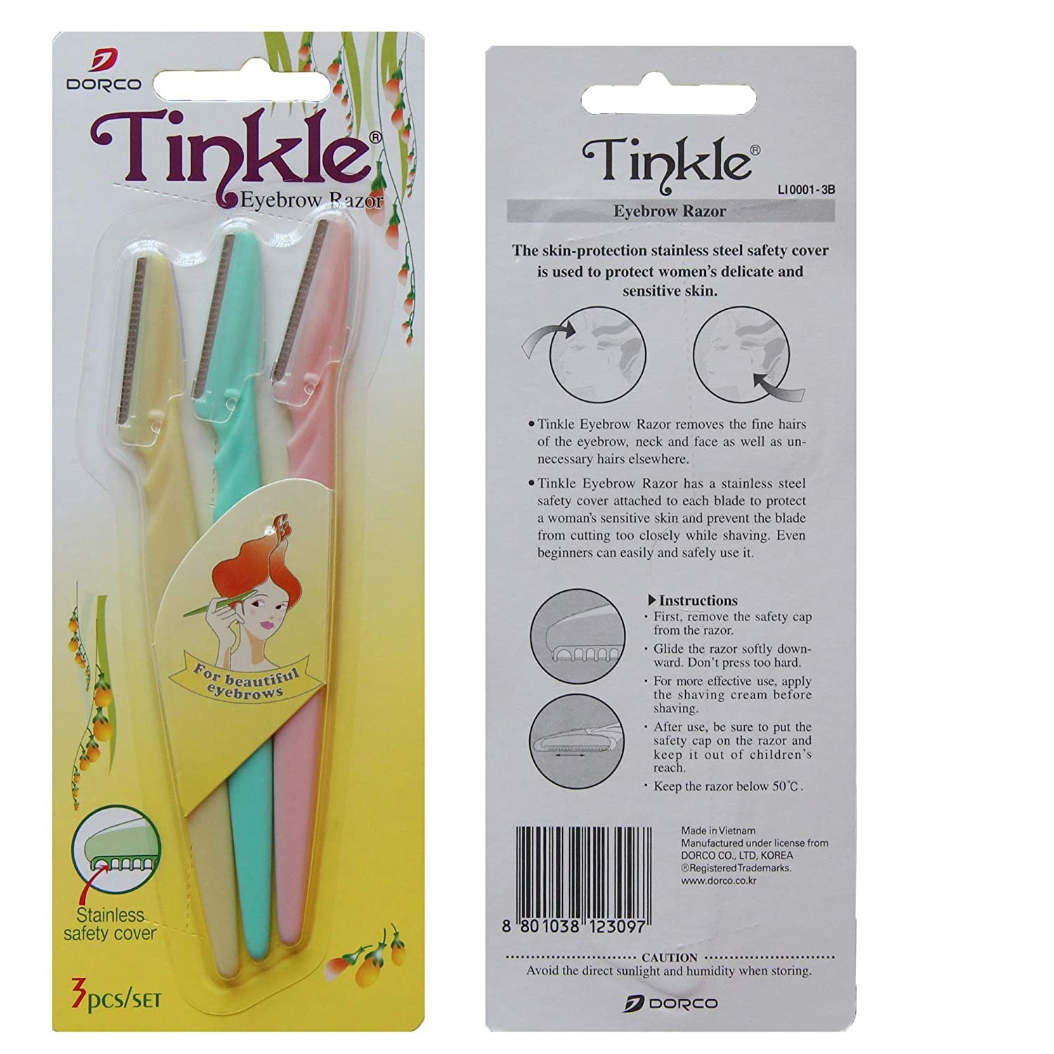 dd25ca83c96b87fb7953a2ee2e6f89f9 Pack of 3 Tinkle Eyebrow & Facial Hair Razor for Women