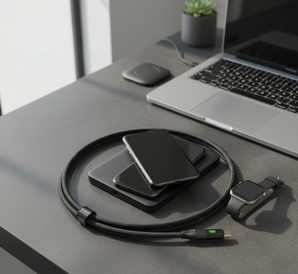 dd2b25fbea1392b00265beb4a9112382 Sabawoon Type-C to Type-C 120W Fast Charging Cable – Ultra-Durable, Super-Speed Power Delivery - Image 3