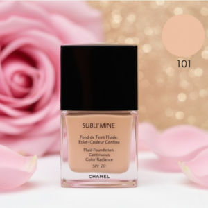Chanel Sublimine Fluid Foundation Continuous Color Radiance SPF 20 Shade 101 Exact Champagne Long Lasting Smooth Finish