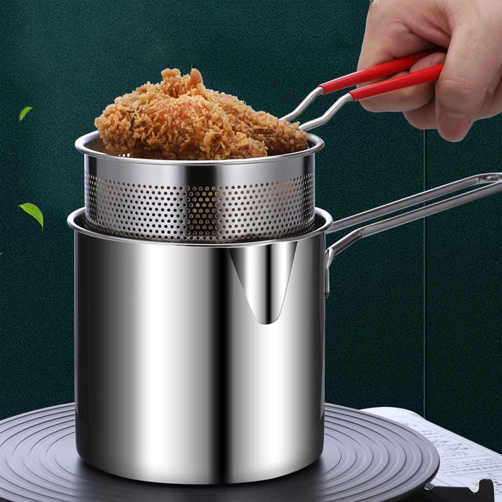 download-1-8 Stainless Steel Deep Fryer Pot with Strainer – Heavy-Duty Frying Pan for Home Kitchen Use – 1200ML Oil Capacity - Image 4