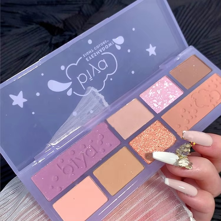 download-11-2 08 Colors Biya Star Flash Eight-Color Eye Shadow Palette Matte Pearl Light Fine Color Milk Tea Earth Niche Glitter Eye S - Image 4