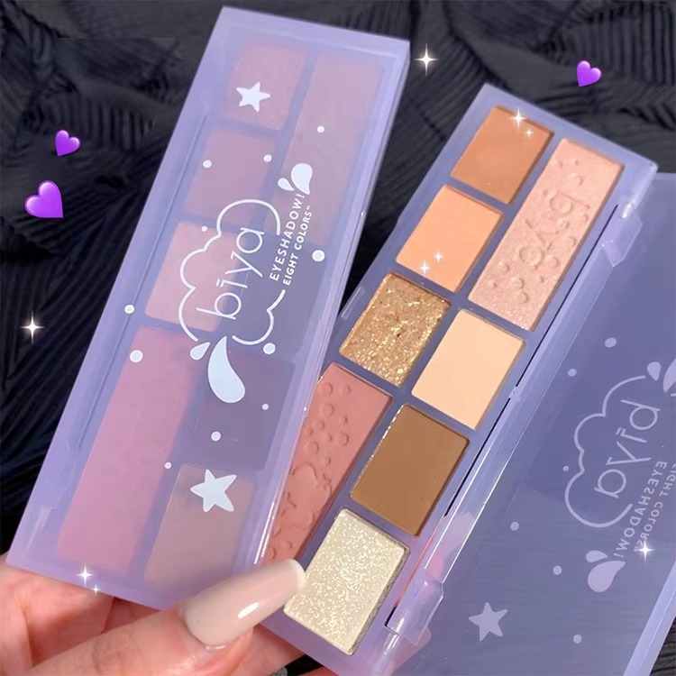download-13-2 08 Colors Biya Star Flash Eight-Color Eye Shadow Palette Matte Pearl Light Fine Color Milk Tea Earth Niche Glitter Eye S - Image 3