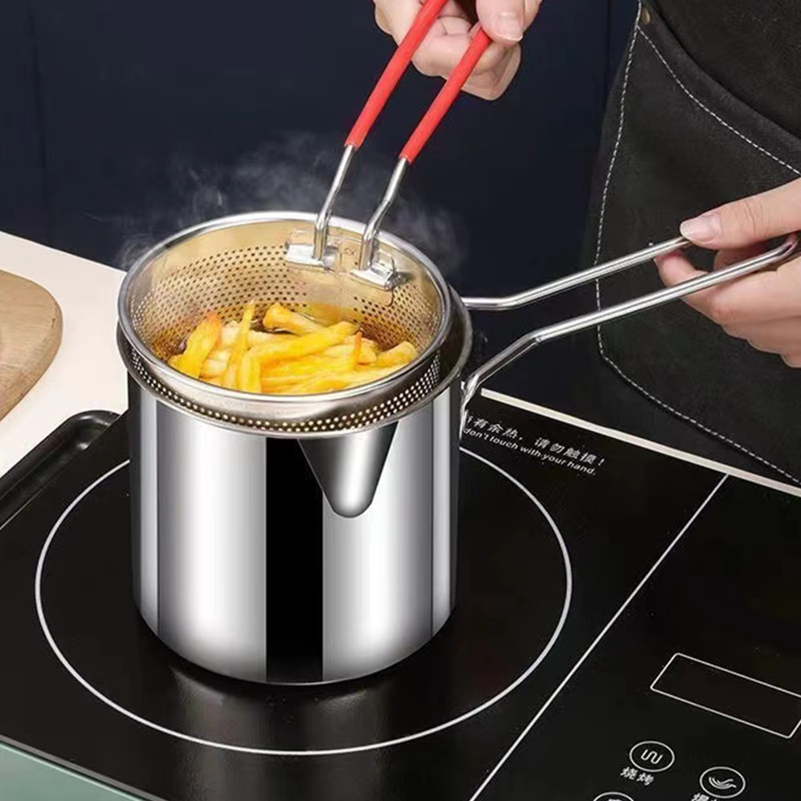 download-41 Stainless Steel Deep Fryer Pot with Strainer – Heavy-Duty Frying Pan for Home Kitchen Use – 1200ML Oil Capacity - Image 5