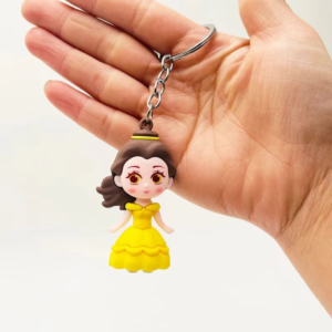 01 PCs Disney Princess Anime Figure Key-Chain – Cute Soft Rubber Bag Accessory | Random Design & Color | Kids Gift -
