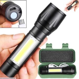 Portable LED Flashlight – Mini Rechargeable Torch with Side Light & Waterproof Body