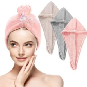 Hair Drying Towel Cap – Quick Dry, Soft & Absorbent Turban Wrap for Women | Anti-Frizz Hair Wrap Towel for Bathroom & Sa