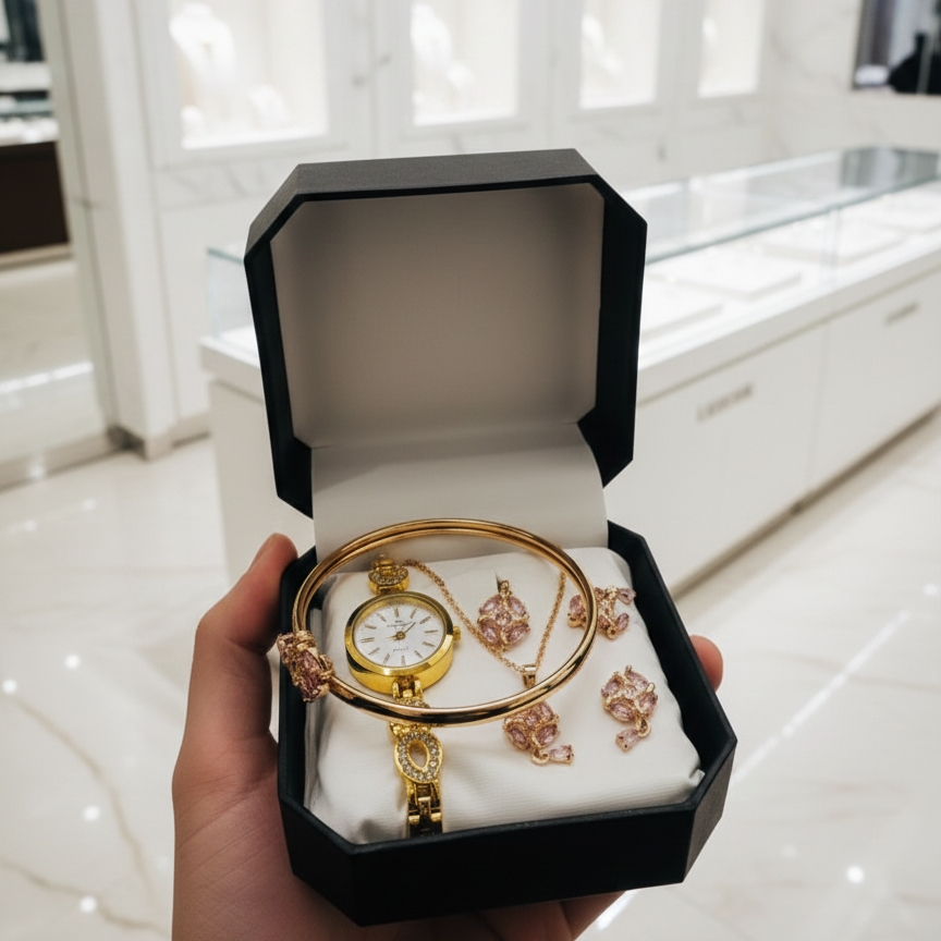 e1b6ad23ca79b36e3098bb02ca29ff6f Ladies Watch With Jewellery & Bangle Elegant Stylish Durable Quality Timeless Design (With Box) - Image 2
