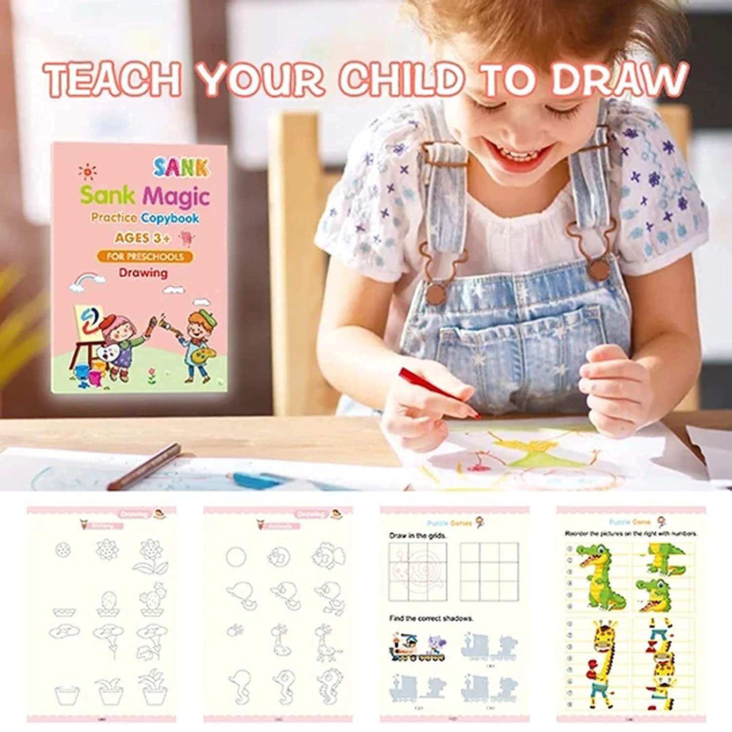 e1e339dde4de20a80860376d8510bfe4 Sank Magic Practice Copybook Set – 4 Books + 10 Refills with Pen for Kids - Image 2