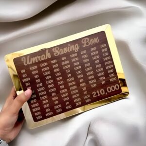 Wooden Umrah Saving Box | Premium Money Box with 210,000 Goal Tracker | Elegant Islamic Design for Charity, Donations &