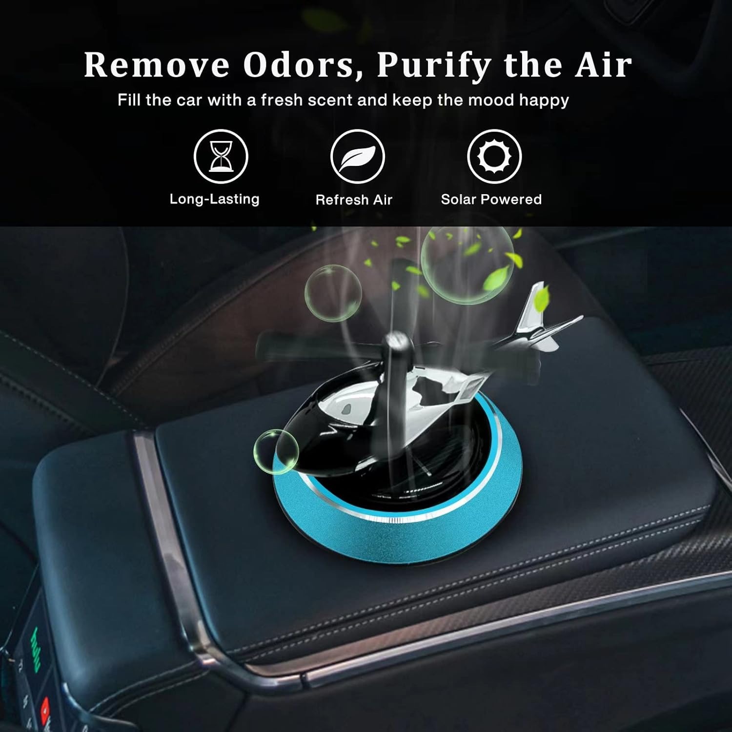 e41472eb2263fb8238bd90c11e1ec850 Solar Powered Car Aroma Diffuser – Helicopter Design Air Freshener Perfume for Dashboard - Image 2