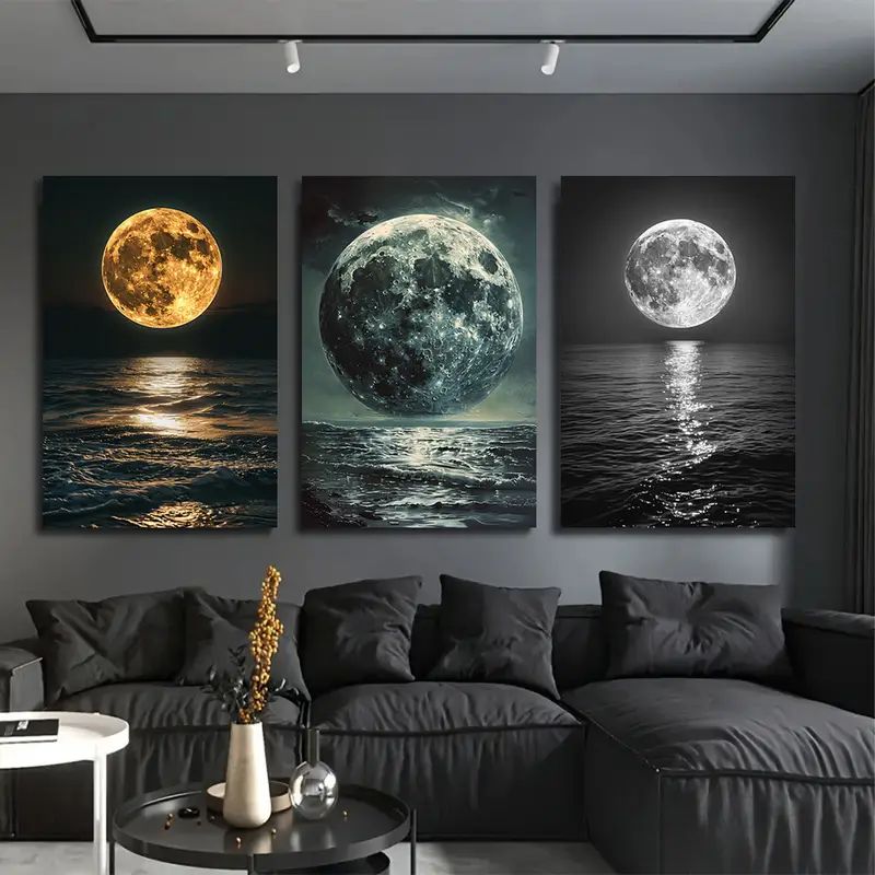 e542a4c6b7a3371b3c1dc48cdcf4ac85 3pcs Moon Style Stickytiles Frames Providing Elegant Lunar Design Artistic Look Modern Appearance