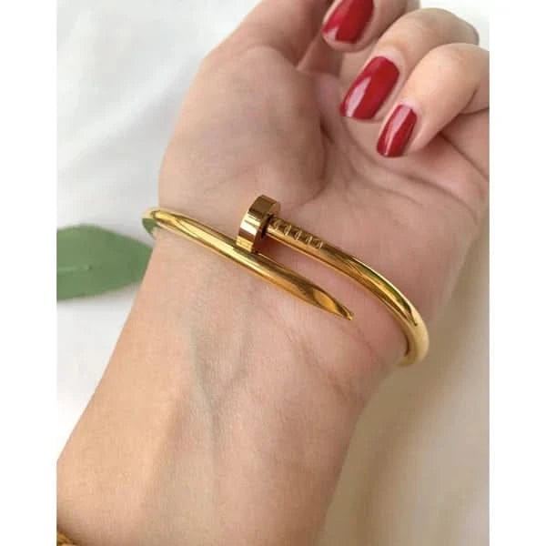 e61efcfd0aebda0679360e11465a8c4e QVT-139 Cartier Nail Bangle – Stainless Steel | Iconic Luxury Design (Golden) - Image 2
