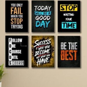 Set Of 6 Motivational Quotes Wooden Tiles For Wall Decoration Sticky Photo Tiles With Double Tape Durable Quality Elegan