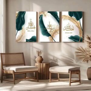 Set of 3 wall art sticky wooden canvas frames for home decore / sticky phototiles