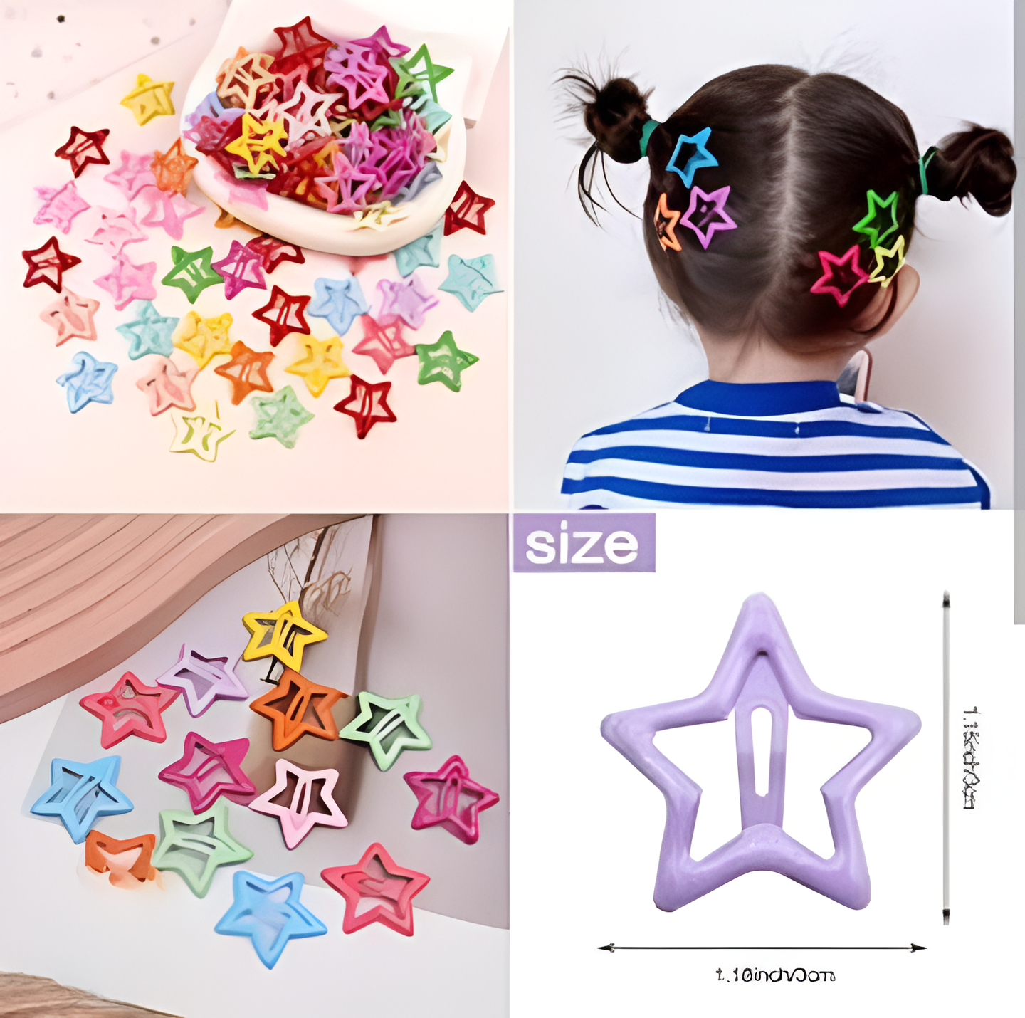 e8d46ba8dc1f54038ca6ab9a840f2e2a Pack Of 4 Star Shape Hair Clips For Girls – Cute And Colorful Hair Accessories For Kids Styling And Daily Wear (Multicol - Image 2