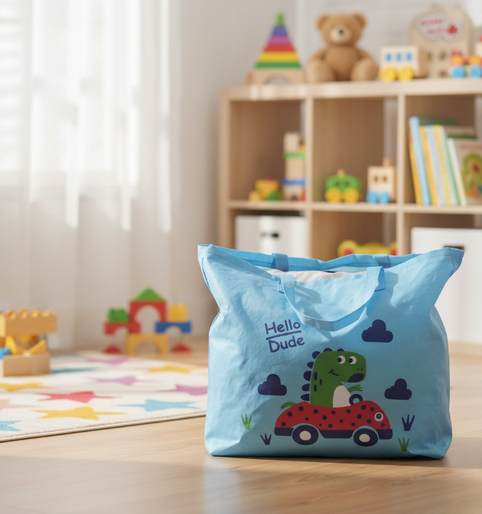 e8dbc24eba69b4fd746e7ca7644bbdec Large Capacity Storage Bag With Cute Dinosaur Print – Foldable, Durable, And Perfect For Toys, Clothes, And Everyday Org - Image 2