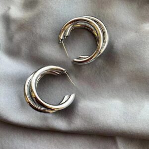 Punk Oval Hoop Earrings Metallic Geometric Ear Buckle Minimalist Style U-shaped Daily Life Earring Accessories For Women