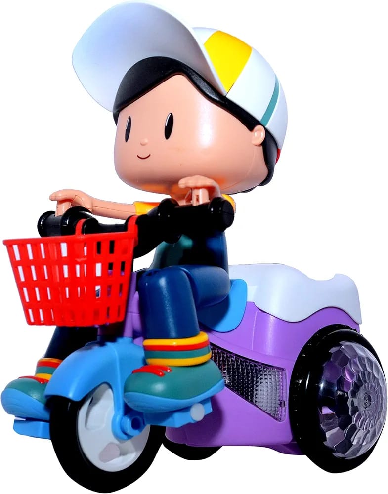 e96d7ad6ec4065ecc7a75a4c56a25b90 Musical Stunt Tricycle Toy Bike for Kids with 360° Rotation, 3D Flashing Lights, Music & Bump and Go Action - Image 4