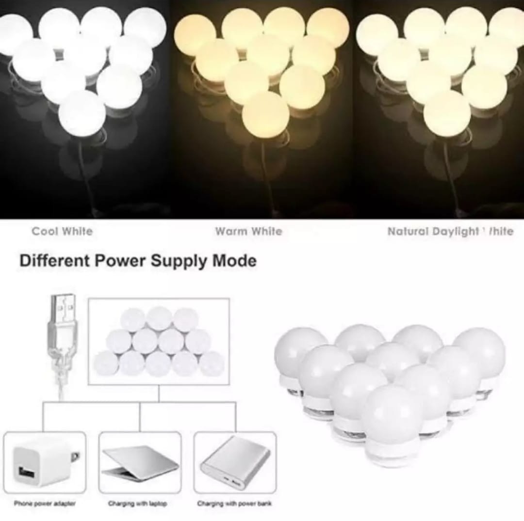 e9b4b184b47109e615d6cb345811f110 Dimmable LED Vanity Mirror Lights Kit – 10 LED Hollywood Style Bulbs for Makeup Dressing Table & Bathroom Mirror - Image 4