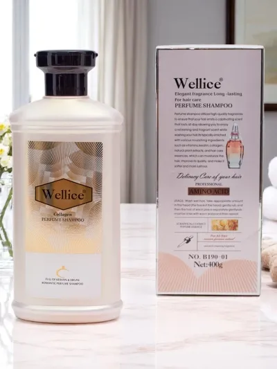 eb62c57be3ad54a0ea26b86479abdab0 Wellice Collagen Perfume Shampoo – Strengthening Formula with Long-Lasting Fragrance for Smooth & Shiny Hair - Image 2