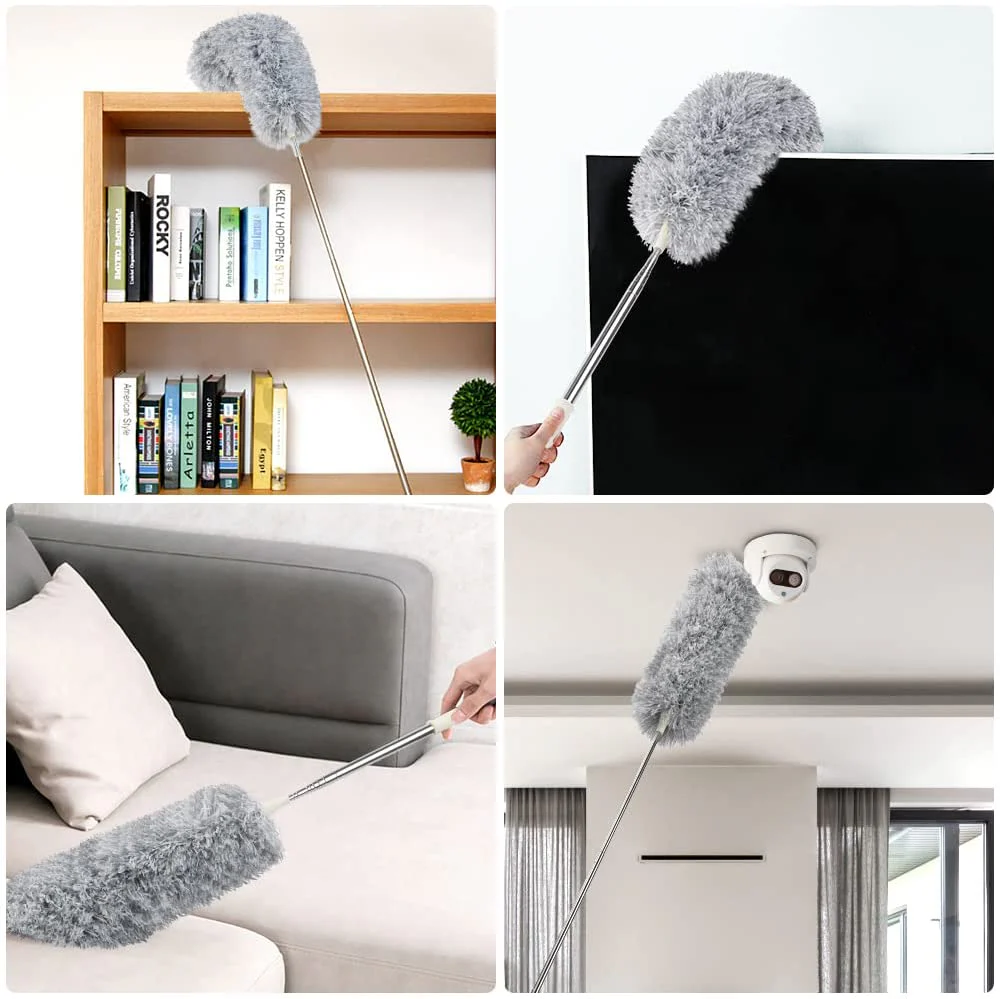 ec3d15be37129745c374cfb06db23be2 Microfiber Fan Duster | Telescopic Extendable Gray Duster | 360 Flexible Dirt & Dust Duster For Home Office Use | Micro - Image 2