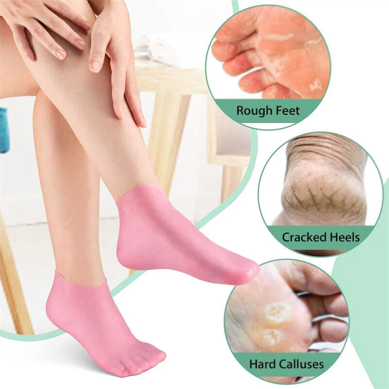ec971cbf8bdff5876e9b113c3408b971 Silicon Moisturizing Gel Socks – Silicone Socks Waterproof Anti-Cracking Foot Care Treatment for Dry, Dead Skin, and Cra - Image 4