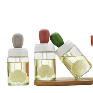 Oil Dispenser Bottle With Silicone Brush 2 In 1 Cooking Oil Tank And Basting Brush Heat Resistant Glass Oil Brush Bottle