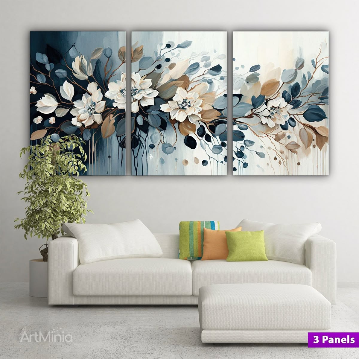 ee2778f1be8e09df347e4aefb06bd124 3pcs Floral Style Stickytiles Frames Providing Charming Design Fresh Look Durable Quality Modern Appearance