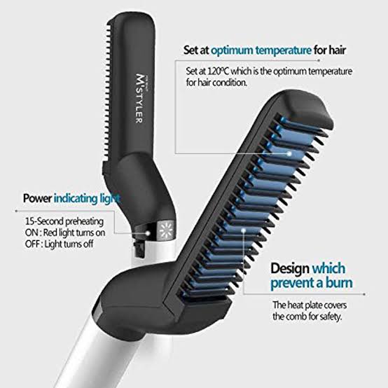 ee626e9a6049503e2a14e262175d2437 Professional Men’s Electric Hair Straightener Comb – 2-in-1 Quick Beard Stylist & Hair Volumizer, Anti-Scald Ceramic Hea - Image 4