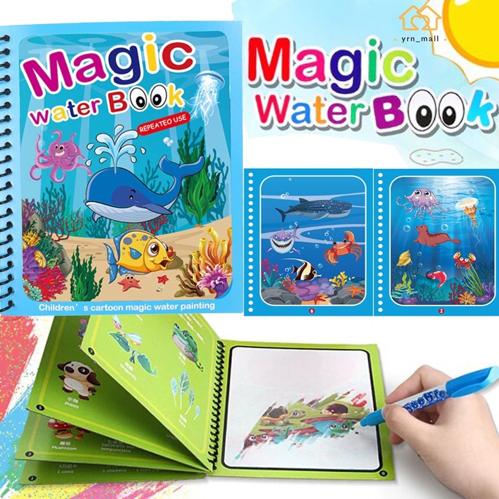 eedf8c641a50ee6dd15ff0bbdd489aa0 Magic Water Book Painting Drawing Coloring Book With Magic Water Pen ( Random Design ) - Image 3