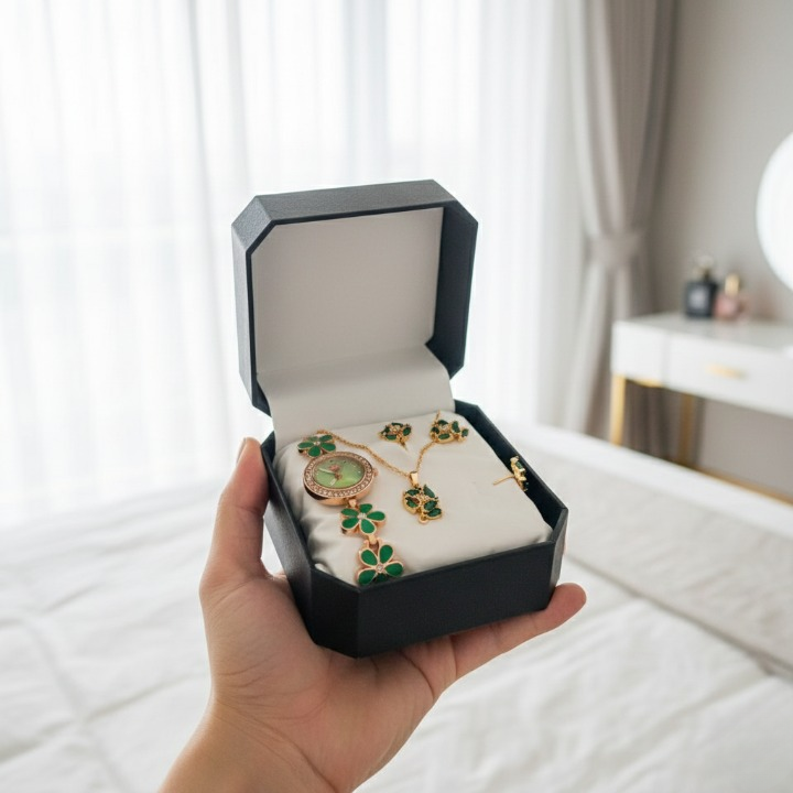 ef3ba21f68ce281bf4f0209d6a9924c5 Ladies Jewellery And Bangle With Watch Elegant Stylish Durable Quality Timeless Fashion Accessory (With Box) - Image 2