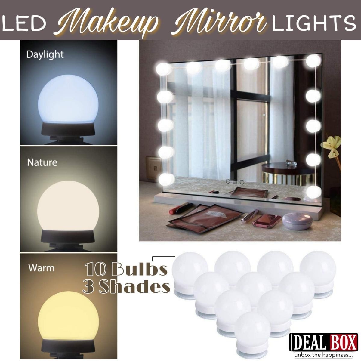ef587e2307b560935d9052f27e5bbf3c Dimmable LED Vanity Mirror Lights Kit – 10 LED Hollywood Style Bulbs for Makeup Dressing Table & Bathroom Mirror - Image 3