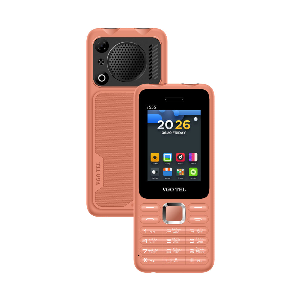 f06219368ba65335e47c576843f3eab5 VGO TEL i555 Rugged Feature Phone | 2.4" Display | Dual SIM | Loud Speaker | Big Battery | Salmon Pink