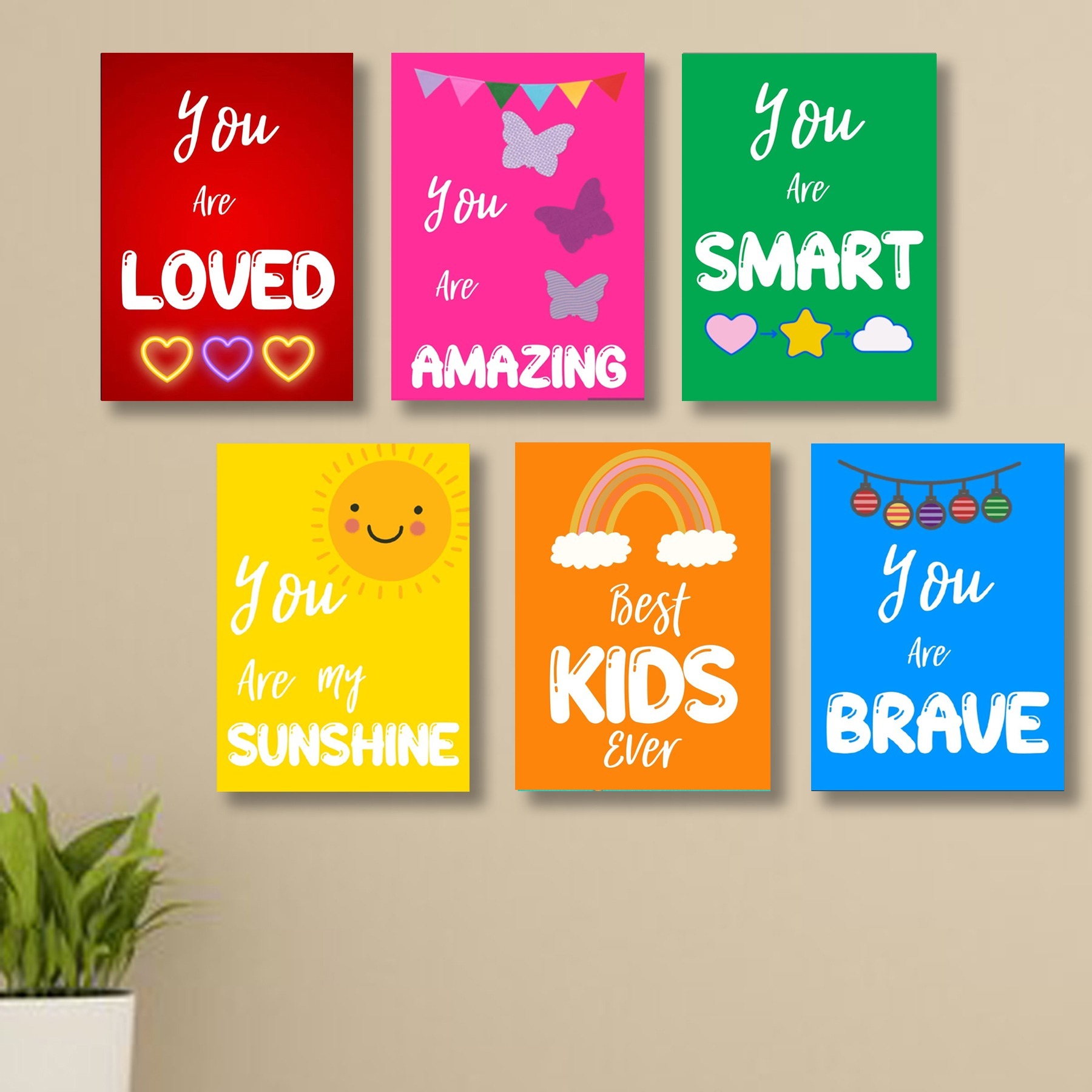 f07368bc2f300a54970989a389bd9bcc Set of 6 Kids' Motivational Wall Art Frames – 8x11" MDF with Sticky Backing