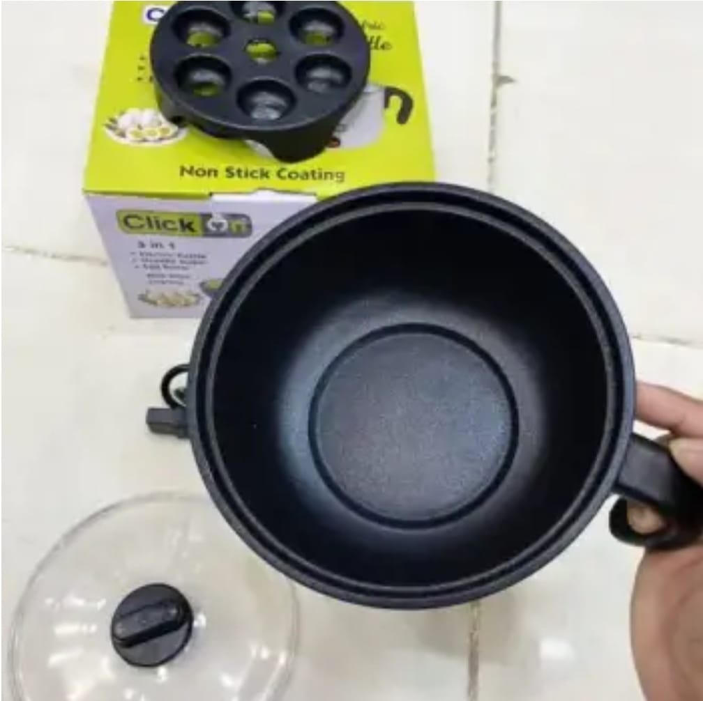 f16dfaaafae442bf4b0c8c9d2972cff3 Click On 3-in-1 Multi-Functional Electric Kettle – Noodle Maker, Egg Boiler & Hot Pot with Non-Stick Coating - Image 2