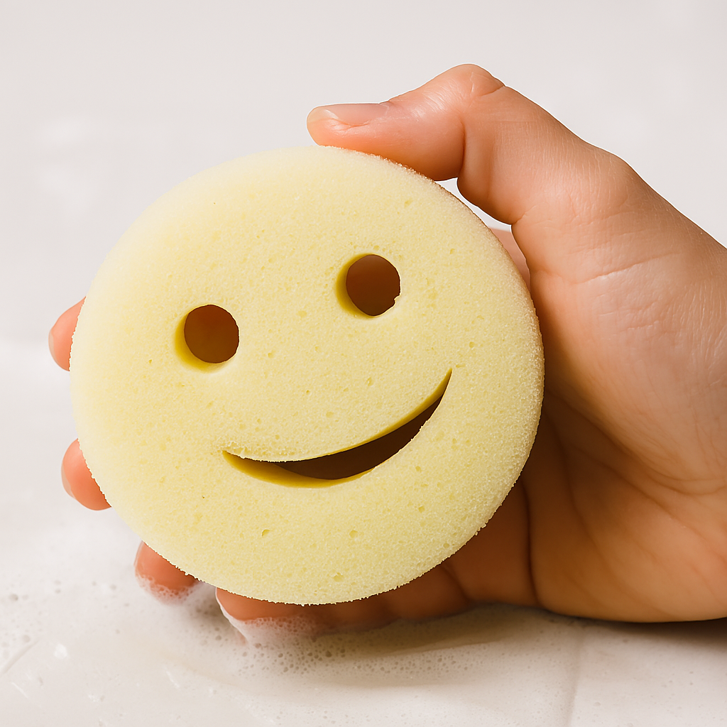 f224dca767bec3a34f9dabcd61fc5847 Smiley Face Scrub Sponge – Mr. & Mrs. Scrub | Gentle on Surfaces, Tough on Messes - Image 4