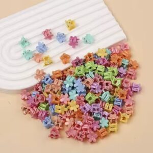 100 PCS Mini Flower Hair Claw Clips For Kids Assorted Colors Cute Plastic Hair Accessories Gentle Grip Non Slip Comforta