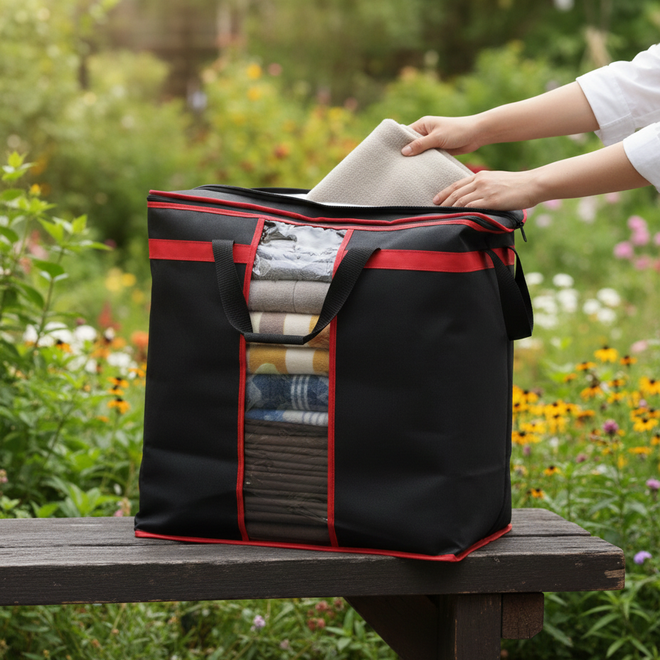 f582e8346576e377cba73867af845053 Large Storage Bag Organizers – Heavy-Duty Clothes & Blanket Storage Solution | Foldable, Spacious, Durable - Image 3