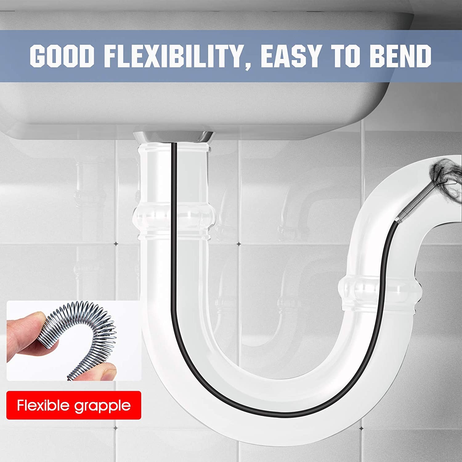 f5907d2ae612a5e1ed1576894edbe2ac Metal Flexible 60cm Wire Brush Drain Cleaner | Sink, Sewer & Pipe Dredging Tool | Clog Remover - Image 4