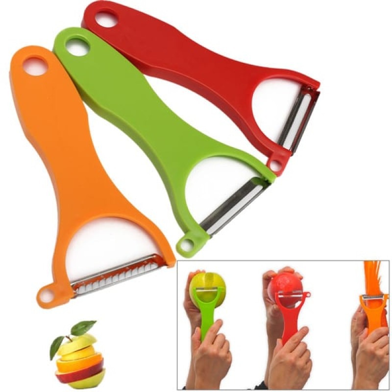 f636e16c1b33d179fb426b7ebc975c38 3-in-1 Vegetable and Fruit Peeler Set for easy peeling, slicing, and cutting of fresh produce