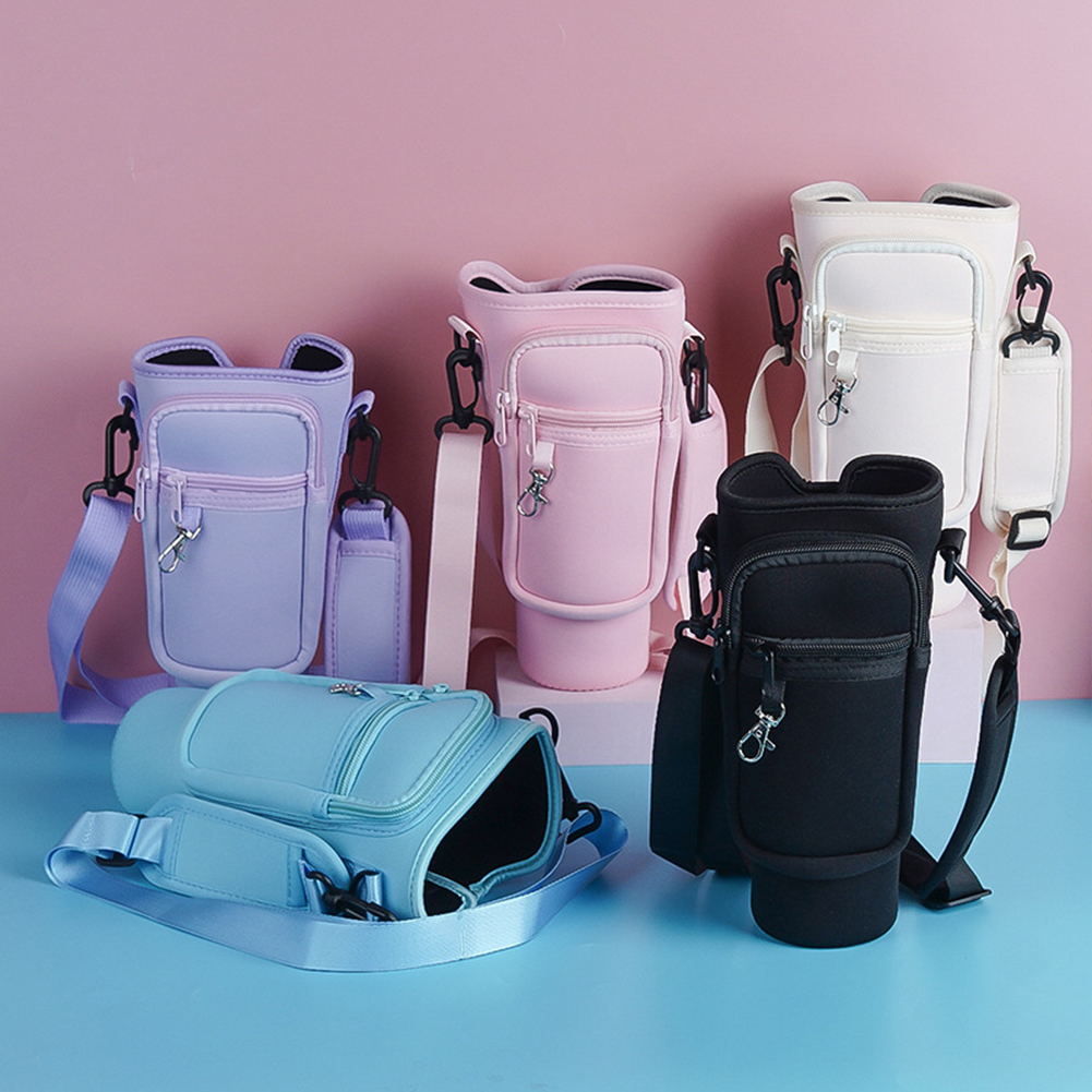 f6a52183fb0644382e54da58038f5df7 Water Bottle Carrier Bag with Phone Pocket for Stanley Quencher Cup with Handle Water Bottle Holder Pouch - For 1200 ML