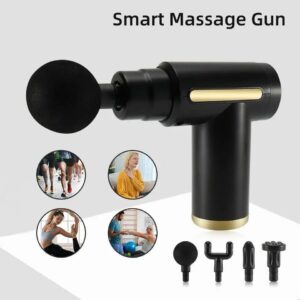 Professional Smart Percussion Massage Gun – High-Intensity Deep Tissue Muscle Massager with 4 Interchangeable Heads for
