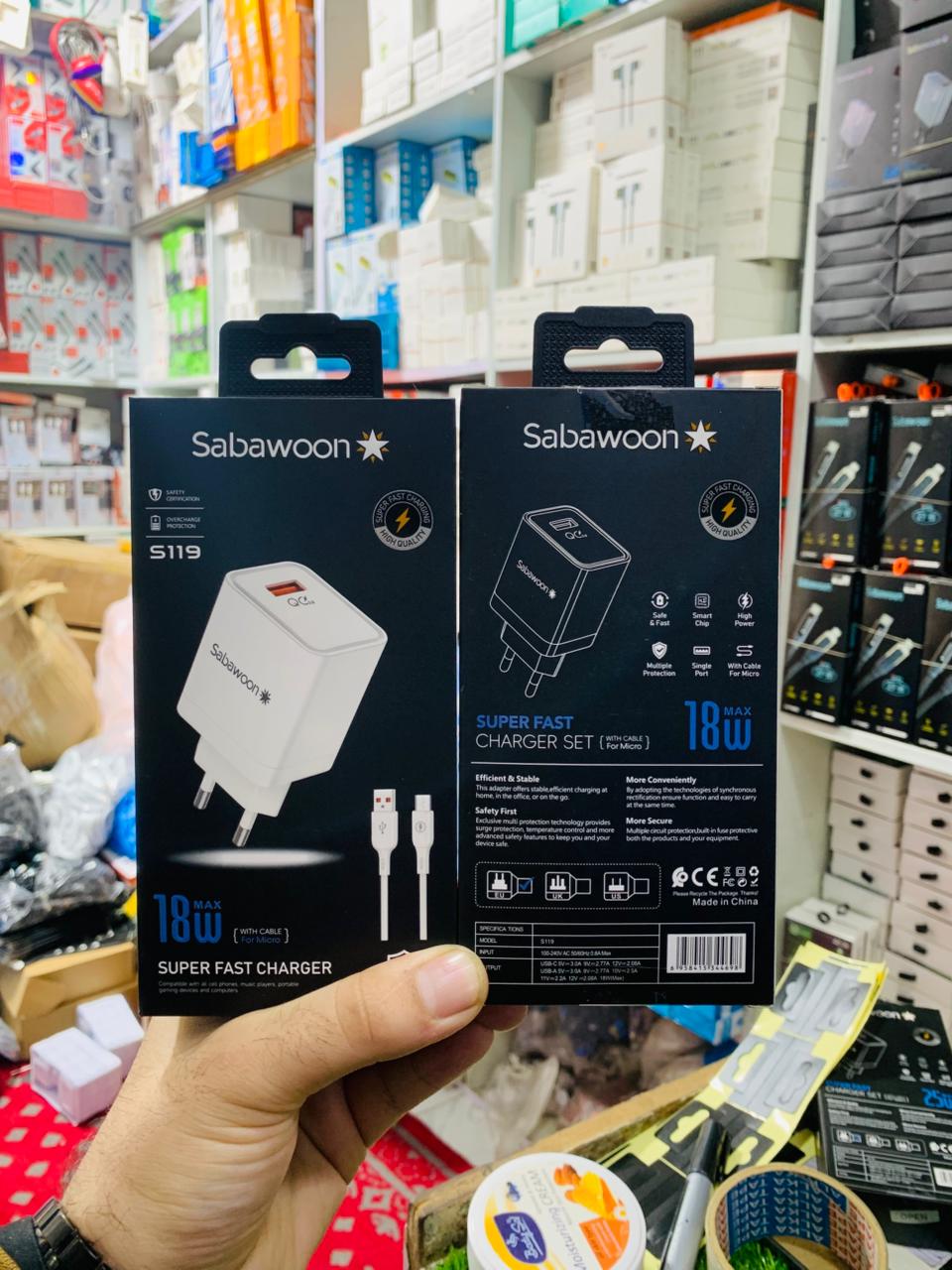 f804b337226ab5db1ca84c1a2cd0e559 Sabawoon S119 Fast Charging Charger | 18W Original | With Micro Cable - Image 5