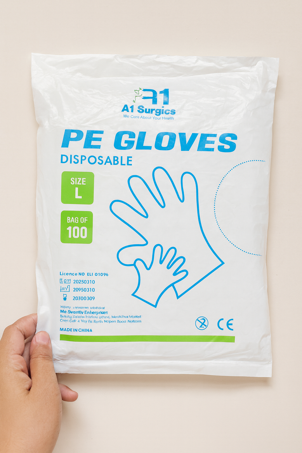 f88e562adedad39cc0ee7b49c125524a A1 Plastic Disposable Gloves Size Standard Large 100 PCs Box - Image 2