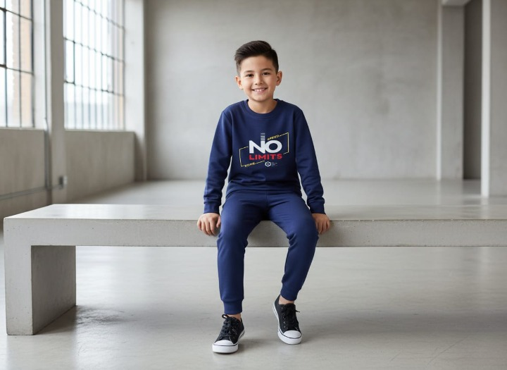 f981cc47ec8f7c17fa5b66481123023c Kids Navey Blue no limit Printed Stylish Kids' Tracksuit Set | FOR BABY AND KIDS - Image 3