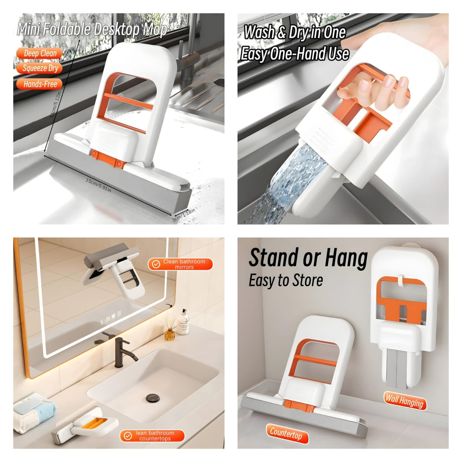 f997258d235935349559b274d435bf07 Foldable Desktop Mini Sponge Mop | Portable Wet & Dry Cleaning | Self‑Squeezing Mop for Kitchen, Bathroom, Car & Glass