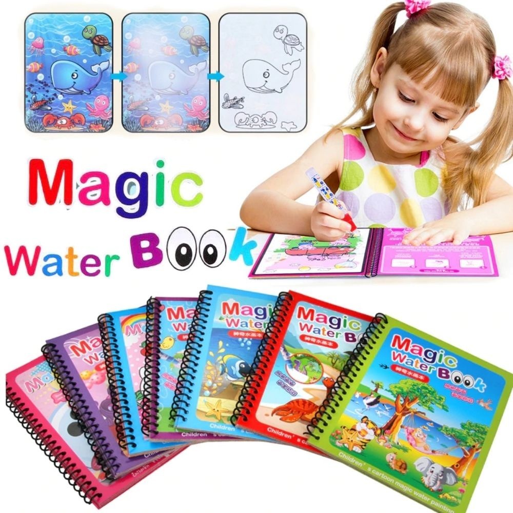 f99f78ba2d967466c536b08a113769ef Magic Water Book Painting Drawing Coloring Book With Magic Water Pen ( Random Design ) - Image 2
