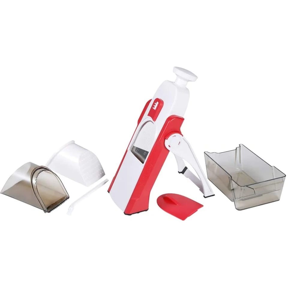 fae80e063e2bf3d955376322f2d25822 Safe-Slice Vertical Mandoline Slicer – Multi-Purpose Vegetable Cutter & Julienne Tool with Adjustable Thickness